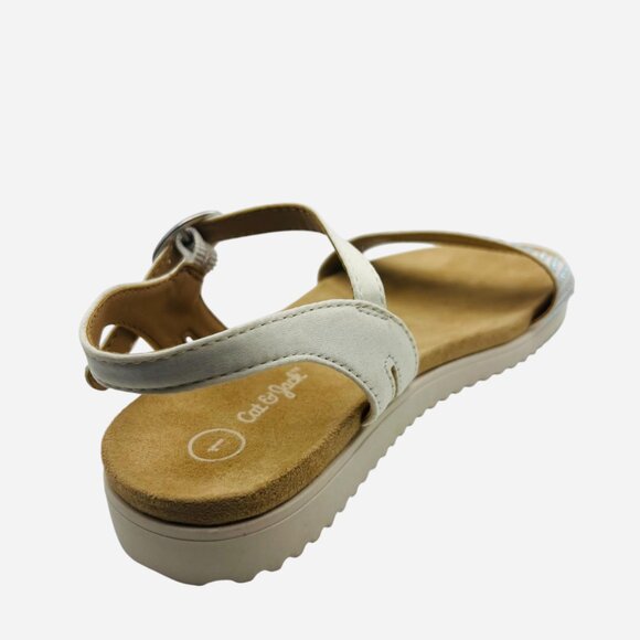 Girls' White Sandals Rhinestone Strap Ankle Buckle Open Toe Summer Shoes Size 4 - Picture 7 of 8